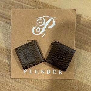 Plunder Dark Wood Square Earrings